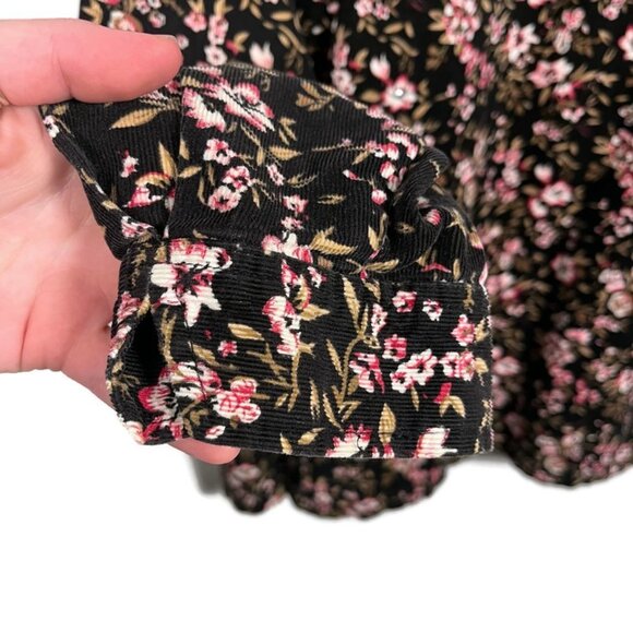 Denim & Co Womens Corduroy Button Up Shirt Size 1X Dark Floral Bohemian Casual - Picture 6 of 8